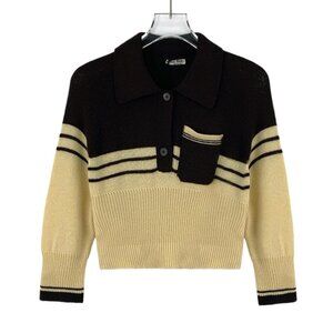 Miu Miu color-block striped cashmere knit cardigan